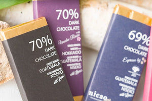 nicao bean-to-bar chocolate three flavor close up